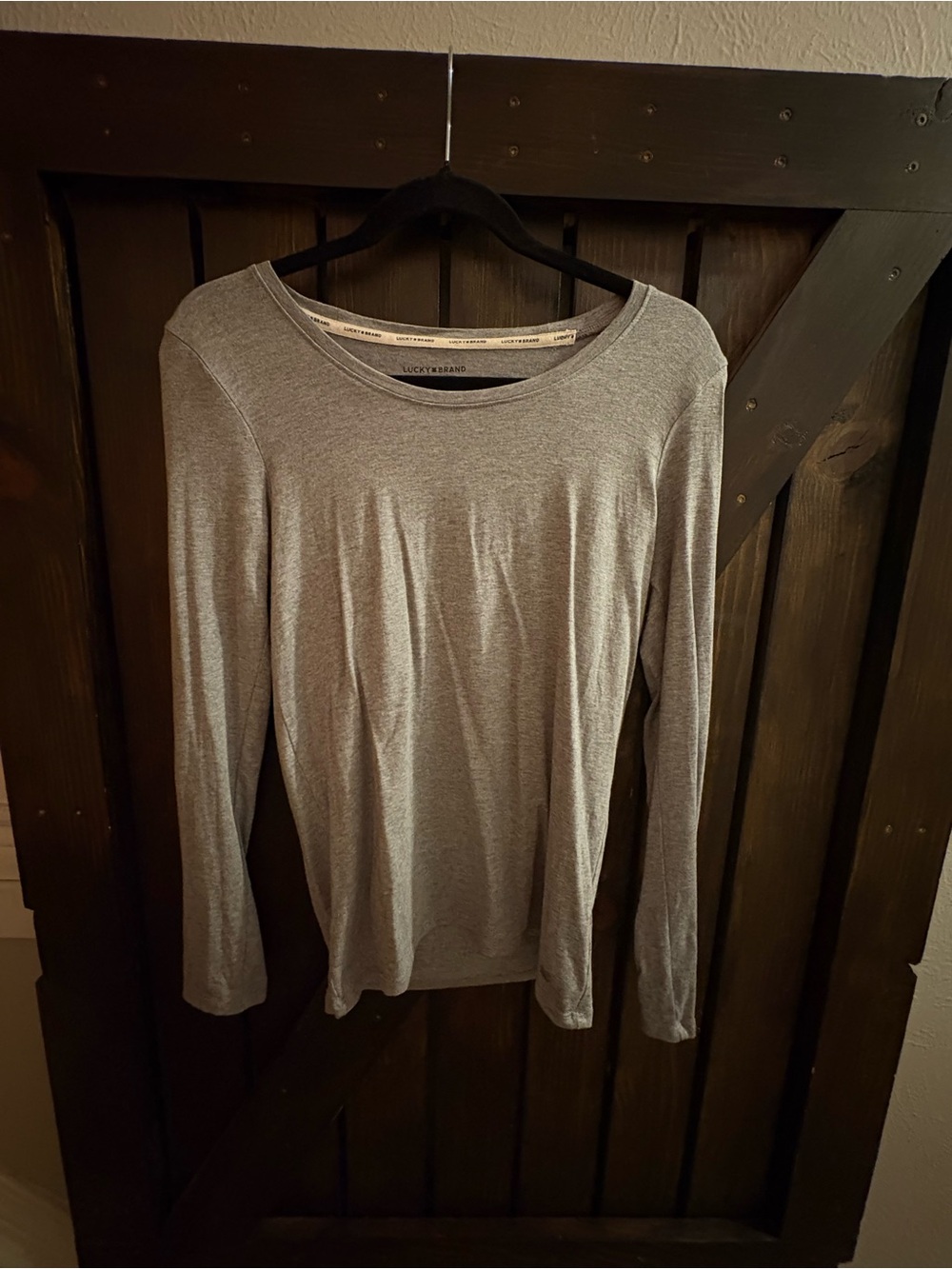 Lucky Brand Heather Gray Long-Sleeve Crew Neck Tee